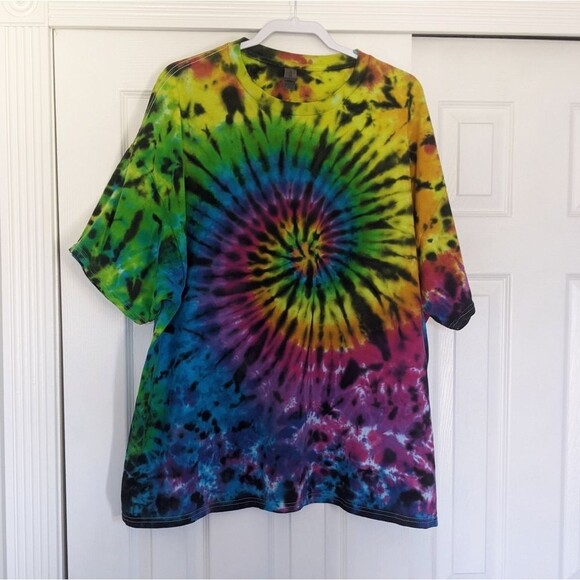 Tie Dye Spiral 3XL Rainbow Scrunch Gildan Heavy Cotton Short Sleeve Men New Plus - Picture 4 of 4